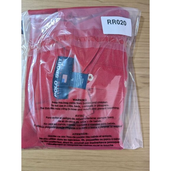 Vintage Ralph Lauren Polo Sport Mens Large Red Short Sleeve Shirt Blue Pony - Picture 9 of 9